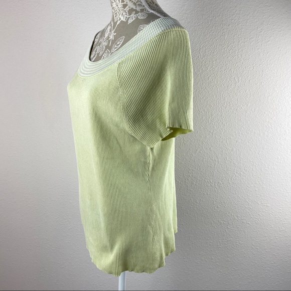 Style & Co Yellow Citrine Boatneck Top Silk XL Short Sleeve - Picture 4 of 7